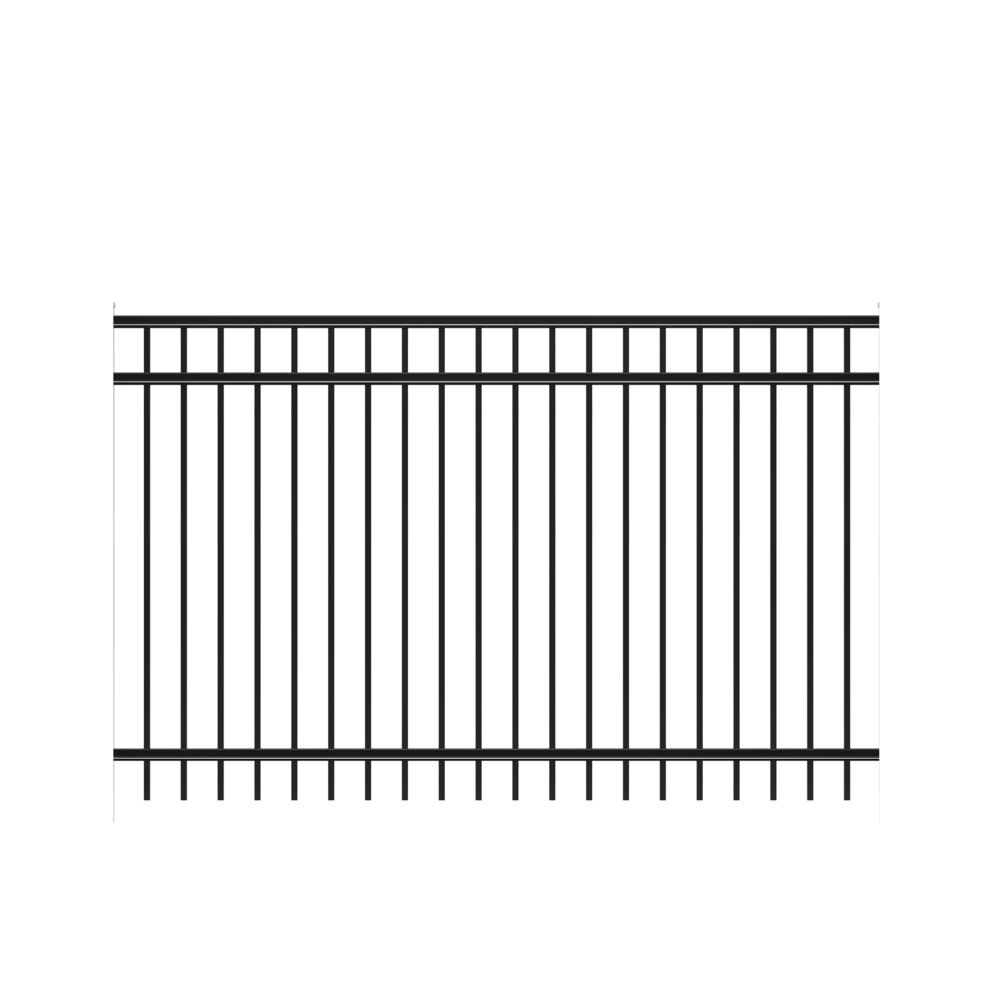 Freedom New Haven 8-ft W Black Aluminum Spaced Picket Flat-top Decorative Fence Panel