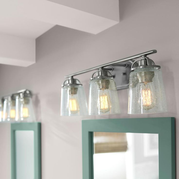 Inspiration 23.19 in. 3-Light Brushed Nickel Bathroom Vanity Light with Glass Shades