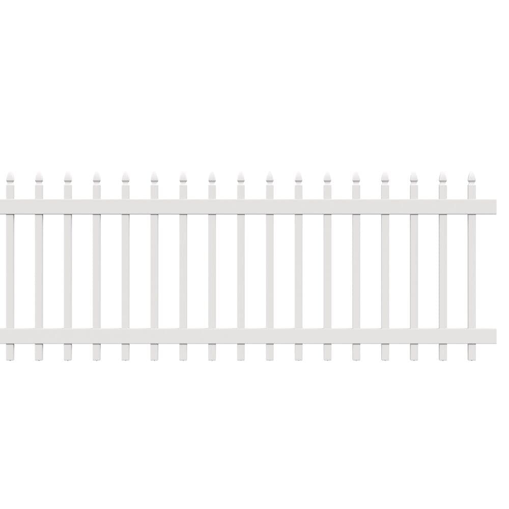 Freedom Newport 3-ft H x 8-ft W White Vinyl Picket Fence Panel (Assembled)