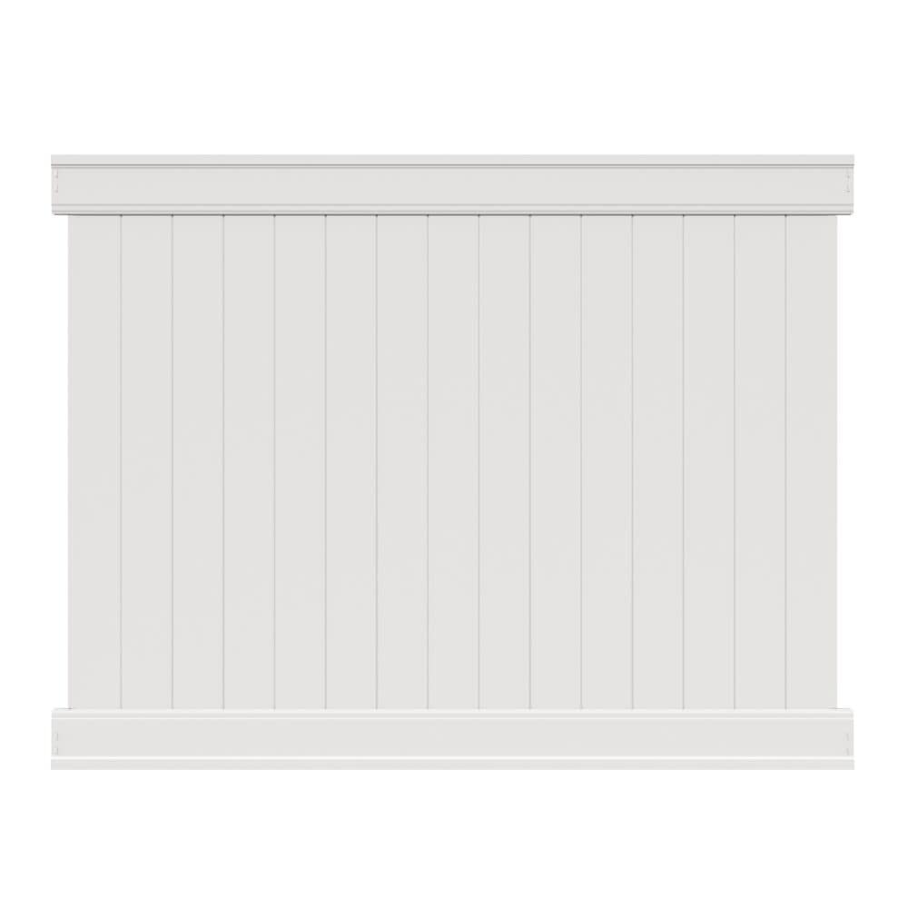 Freedom Emblem 6-ft H x 8-ft W White Privacy Vinyl Flat-top Fence Panel (Unassembled)