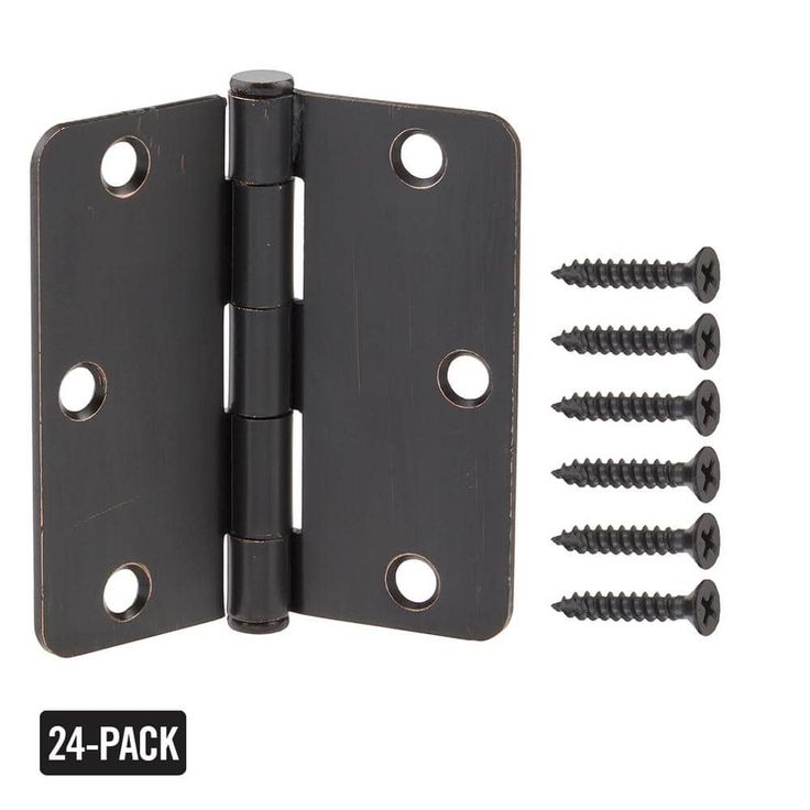 3-1/2 in. x 1/4 in. Radius Brushed Oil-Rubbed Bronze Door Hinge Value Pack (24-Pack)
