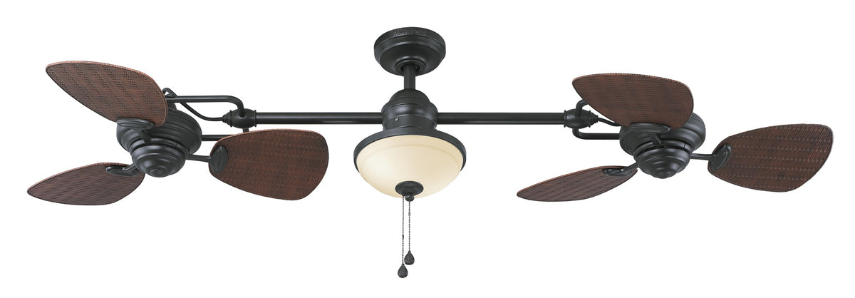 Harbor Breeze Twin Breeze II 74-in Oil-Rubbed Bronze Incandescent Indoor/Outdoor Ceiling Fan with Light (6-Blade)