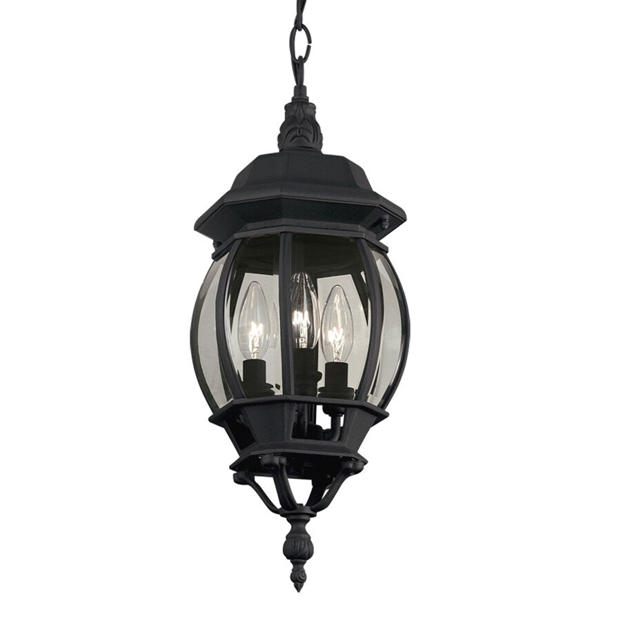 Portfolio Black Traditional Clear Glass Globe Outdoor Hanging Pendant Light, 3-Light, 20.67-in H x 8.43-in W
