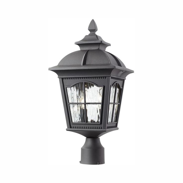 Square 2-Light Outdoor Black Post Light