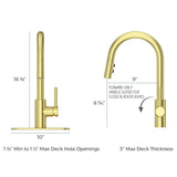 Pfister Stellen Brushed Gold 1-Handle Deck-Mount Pull-Down Handle Kitchen Faucet (Deck Plate Included)