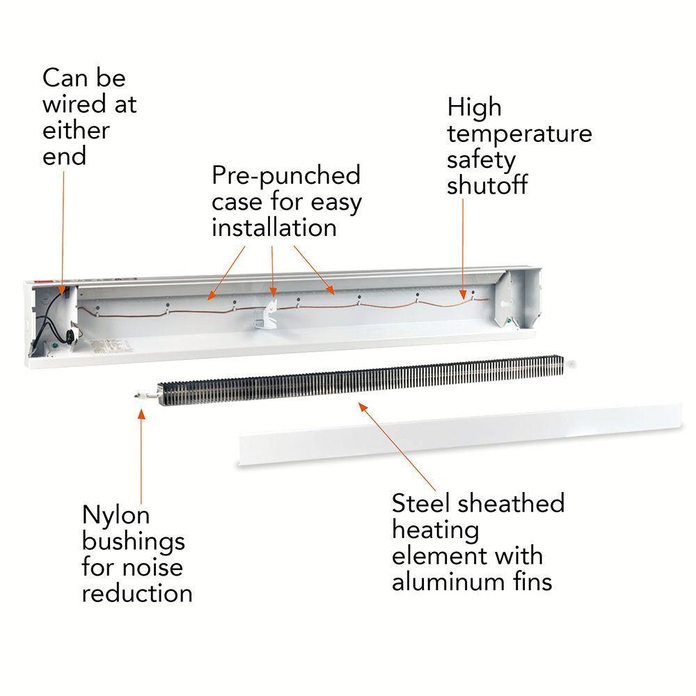 24 in. 350-Watt 240/208-Volt Electric Baseboard Heater in White - Super Arbor
