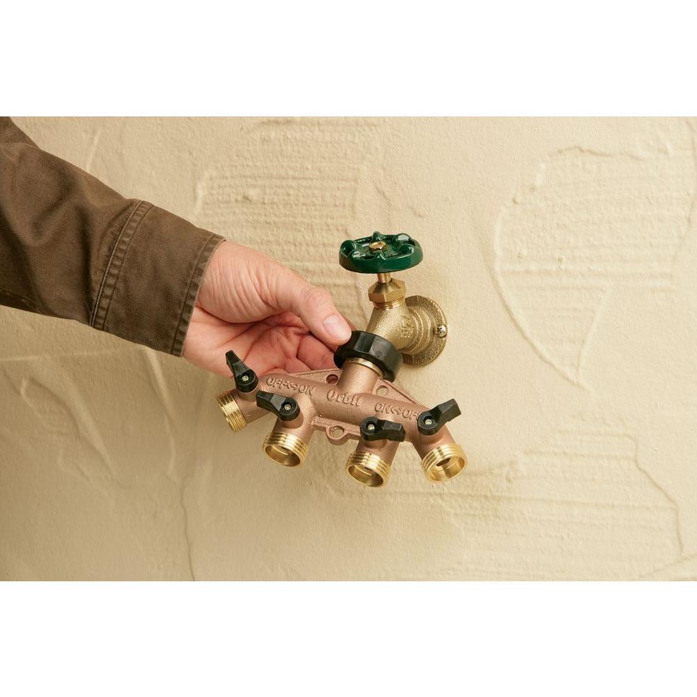 4-Outlet Brass Hose Faucet Manifold - Super Arbor