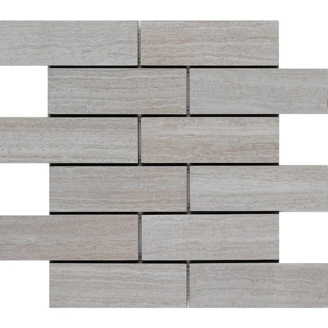 Style Selections Leonia Silver 12-in x 12-in Glazed Porcelain Brick Subway Floor and Wall Tile (0.96-sq. ft/ Piece)
