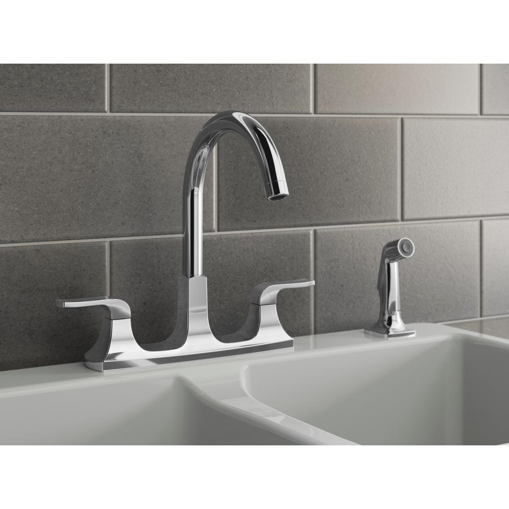 Rubicon 2-Handle Standard Kitchen Faucet with Sidespray in Polished Chrome - Super Arbor