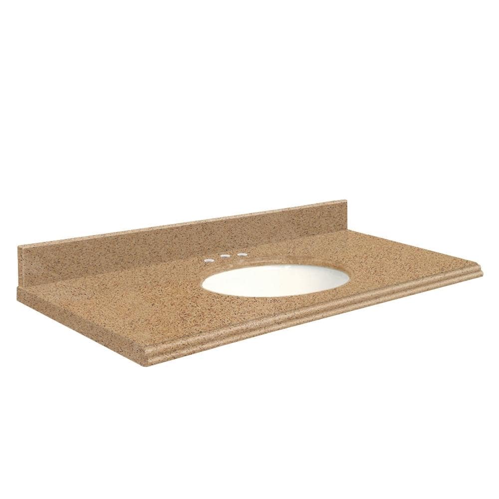 Transolid 31-in Umbria Brown Quartz Single Sink Bathroom Vanity Top with Backsplash and Undermount Oval Sink