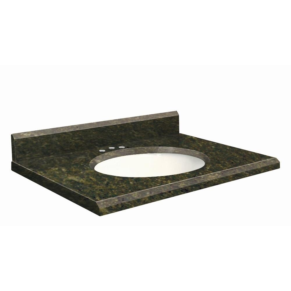 Transolid 43-in Uba Verde Green Granite Single Sink Bathroom Vanity Top with Backsplash and Undermount Oval Sink
