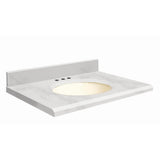Transolid 49-in White Carrara Natural Marble Single Sink Bathroom Vanity Top with Backsplash and Biscuit Oval Sink