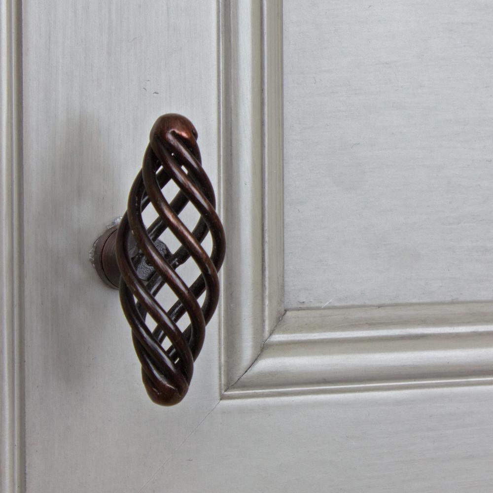 2 in. Long Rustic Bronze Oval Birdcage Cabinet Knobs (10-Pack) - Super Arbor