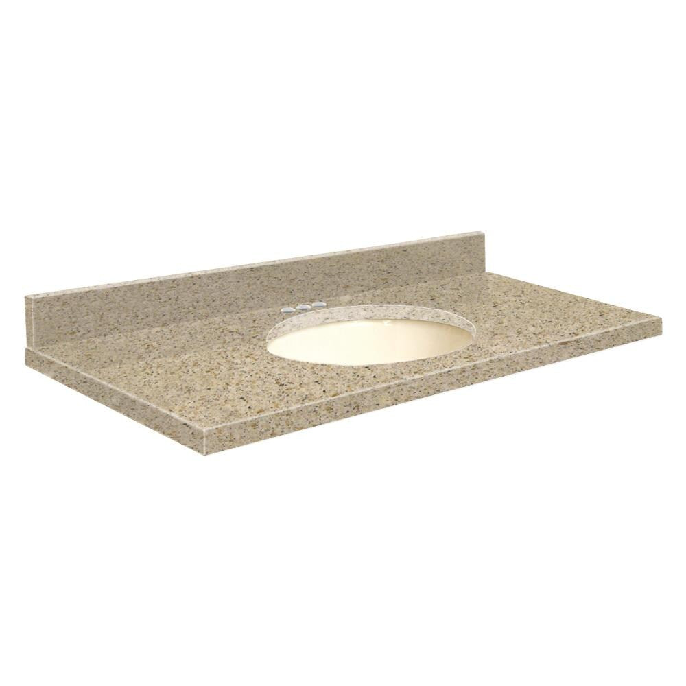 Transolid 31-in Sorrento Coast Quartz Single Sink Bathroom Vanity Top with Backsplash and Biscuit Undermount Sink