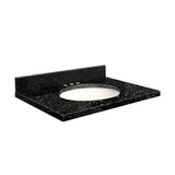 Transolid 25-in Notte Black Quartz Single Sink Bathroom Vanity Top with Backsplash and Undermount Oval Sink