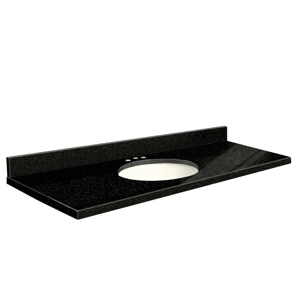 Transolid 61-in Absolute Black Granite Undermount Single Sink Bathroom Vanity Top