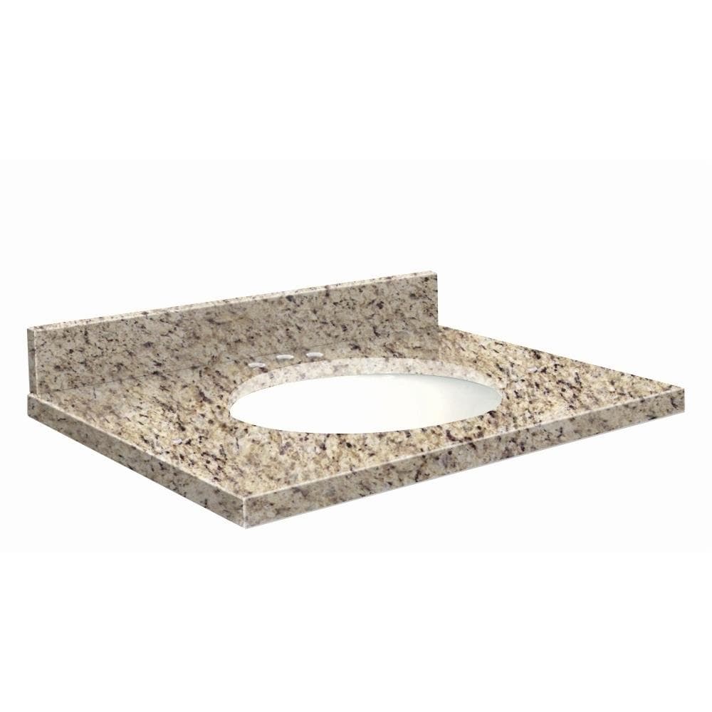 Transolid 43-in Giallo Ornamental Brown Granite Single Sink Bathroom Vanity Top with Backsplash and Undermount Sink