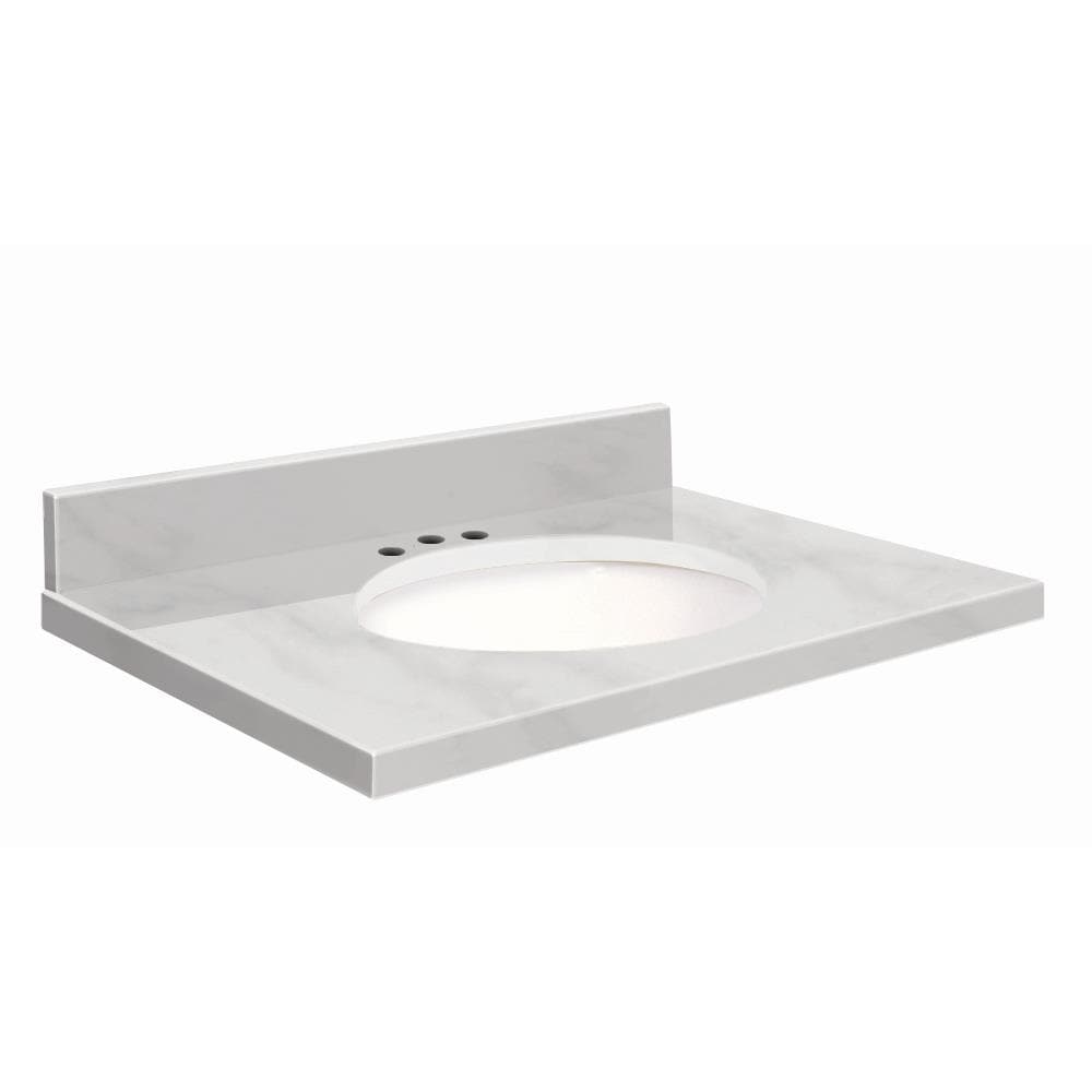 Transolid 37-in White Carrara Natural Marble Single Sink Bathroom Vanity Top