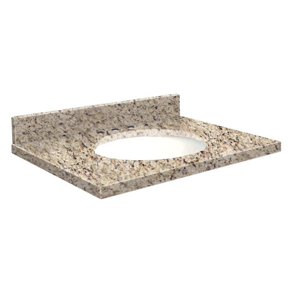 Transolid 31-in Giallo Ornamental Granite Single Sink Bathroom Vanity Top with Backsplash and Undermount Sink