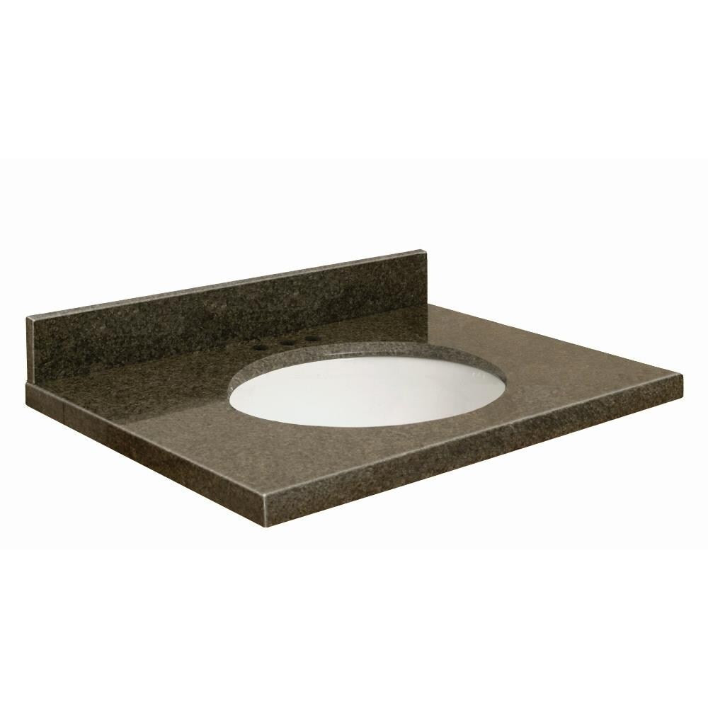 Transolid 25-in Sea Green Granite Single Sink Bathroom Vanity Top with Backsplash and Undermount Oval Sink