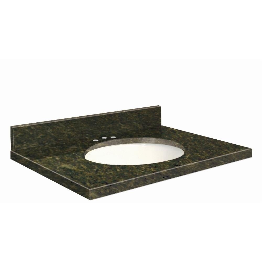 Transolid 25-in Uba Verde Granite Single Sink Bathroom Vanity Top with Backsplash and Undermount Sink