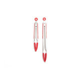 Stainless Steel and Silicone Locking Red Tongs (Set of 2)