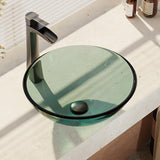 Glass Vessel Sink in Crystal with R9-7007 Faucet and Pop-Up Drain in Chrome - Super Arbor