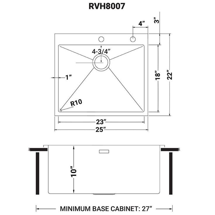 Drop-In Tight Radius Topmount Stainless Steel 25 in. 16-Gauge Single Bowl Kitchen Sink