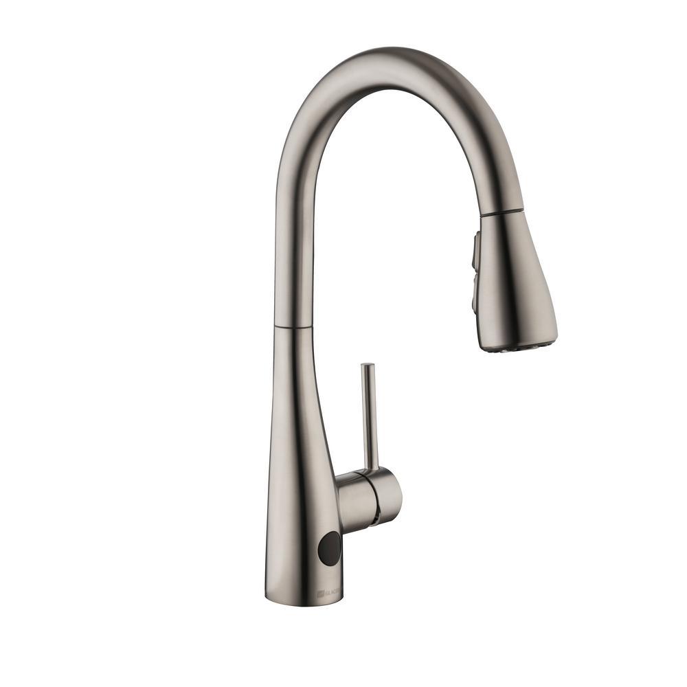 Nottely Touchless Single-Handle Pull-Down Kitchen Faucet with TurboSpray and FastMount in Stainless Steel - Super Arbor