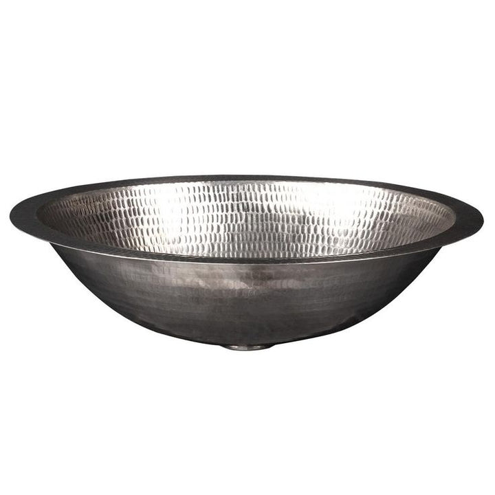 Premier Copper Products Under Counter Oval Hammered Copper 17 in. Bathroom Sink in Nickel