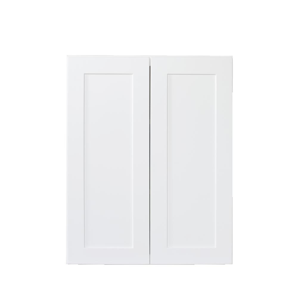 Bremen Ready to Assemble 24x42x12 in. Wall Cabinets with 2 Doors and 2 Adjustable Shelves in Shake White - Super Arbor