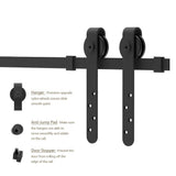 6.6 ft./79 in. Black Steel Sliding Barn Door Track and Hardware Kit for Double Doors with Floor Guide - Super Arbor