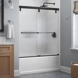 Everly 60 in. x 59-1/4 in. Mod Semi-Frameless Sliding Bathtub Door in Matte Black and 1/4 in. (6mm) Transition Glass - Super Arbor