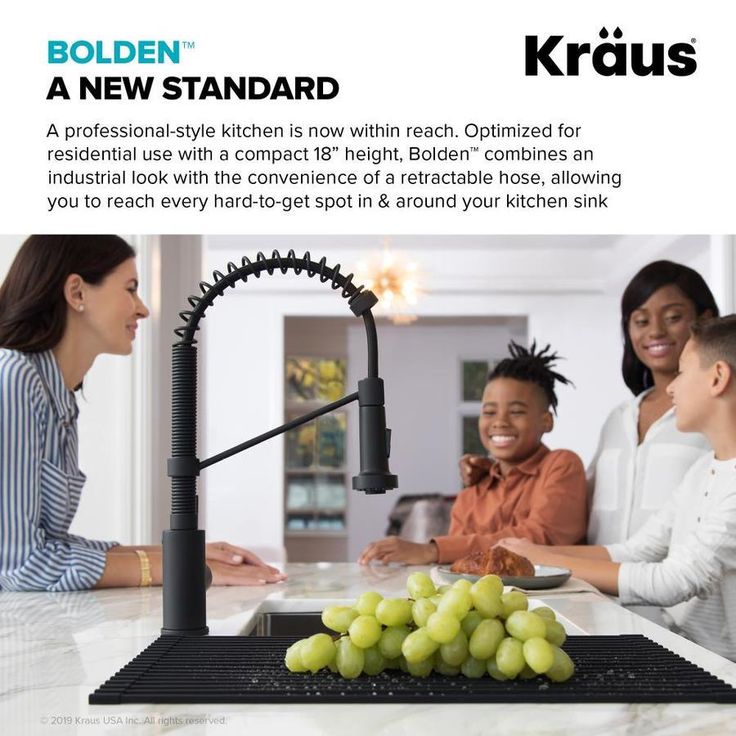 Kraus Bolden Matte Black 1-Handle Deck-Mount Pull-Down Handle Kitchen Faucet