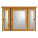 Ultraline 36 in. W x 27 in. H x 6-1/2 in. D Framed Tri-View Surface-Mount Bathroom Medicine Cabinet in Natural Alder - Super Arbor