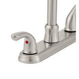 Builders 2-Handle Standard Kitchen Faucet with Sprayer in Stainless Steel - Super Arbor
