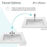 24 in. Ceramic Single Faucet Hole Vanity Top in White with White Basin - Super Arbor