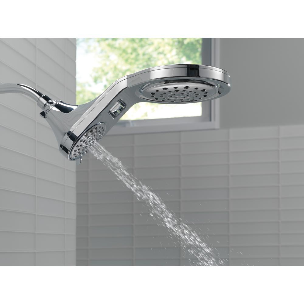 HydroRain Two-in-One 5-Spray 7.9 in. Double Wall Mount Fixed Shower Head in Chrome - Super Arbor