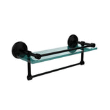 Monte Carlo 16 in. L  x 5 in. H  x 5 in. W Clear Glass Bathroom Shelf with Towel Bar in Venetian Bronze - Super Arbor