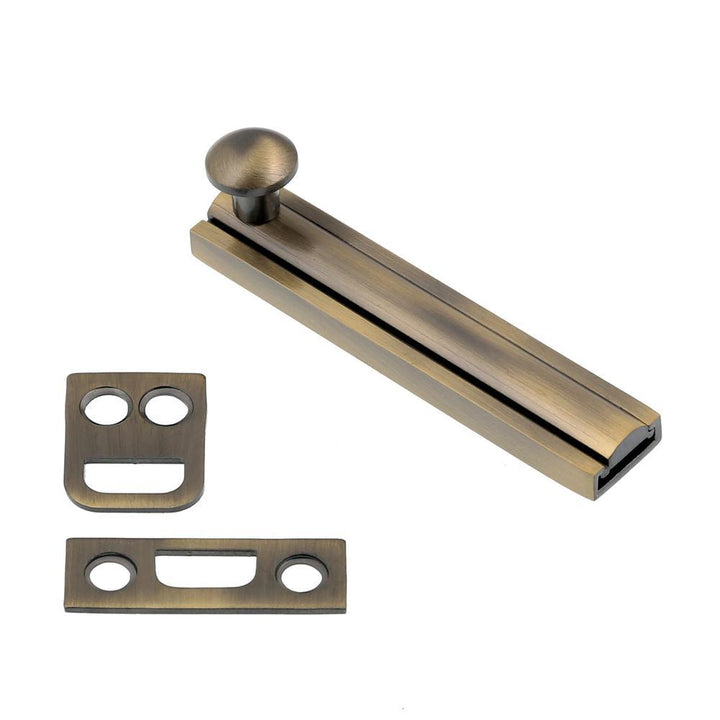 3 in. Solid Brass Antique Brass Surface Bolt - Super Arbor