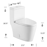 White Round Toilet Bathroom Compact One Piece White 1 Piece 0.8/1.28 GPF White Double Flush Toilet - Super Arbor