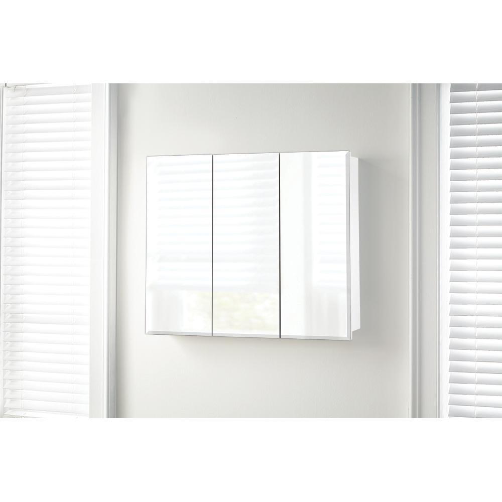 36-3/8 in. W x 30-3/16 in. H Frameless Surface-Mount Tri-View Bathroom Medicine Cabinet - Super Arbor