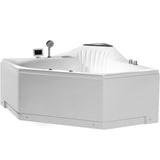 59 in. Acrylic Center Drain Corner Alcove Whirlpool Bathtub in White - Super Arbor