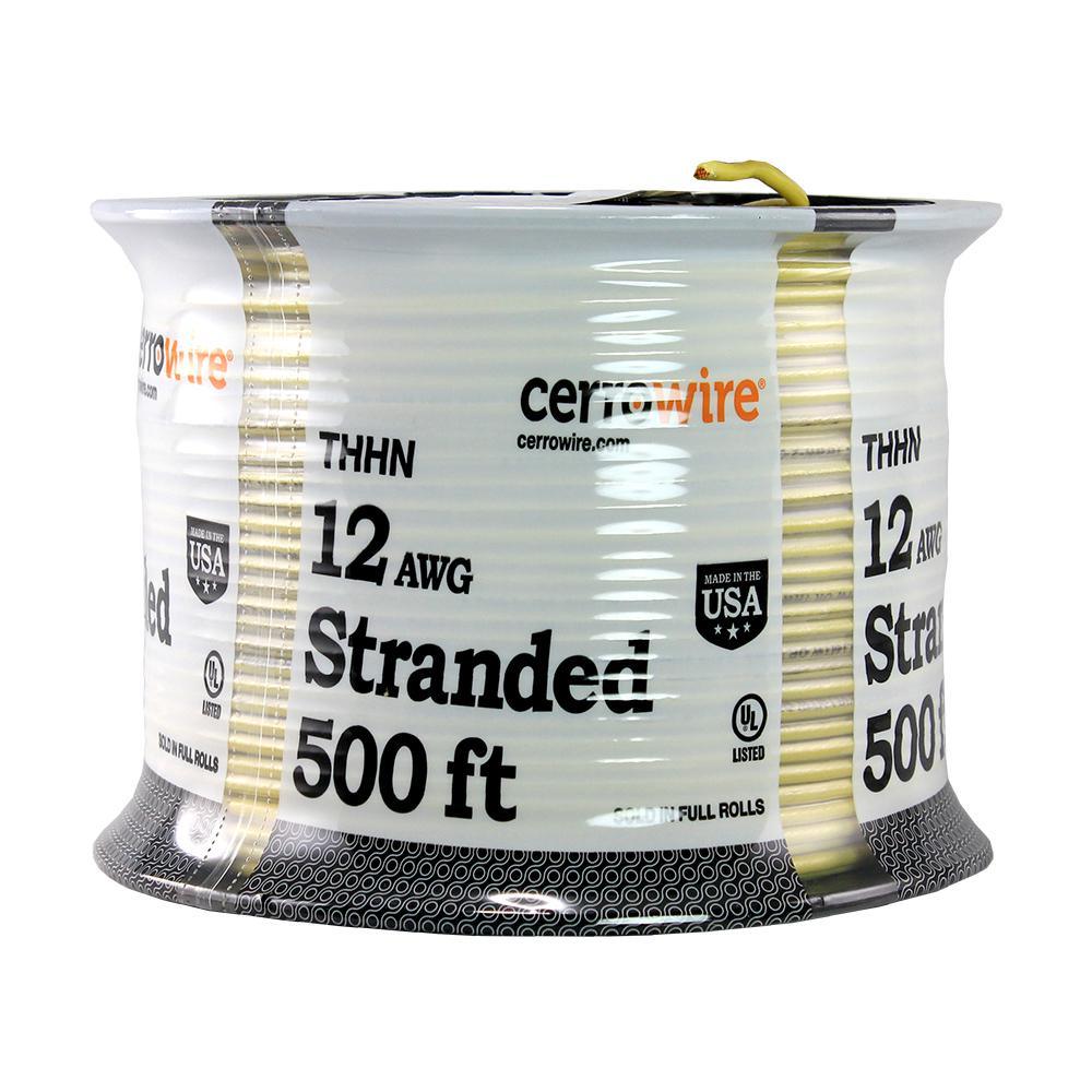 500 ft. 12/1 White Stranded THHN Wire - Super Arbor