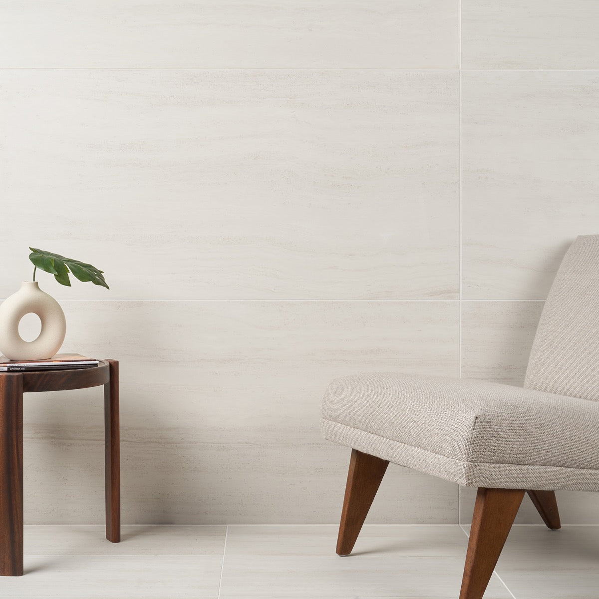 Nashville White 24x48 Matte Porcelain Tile - Travertine Look