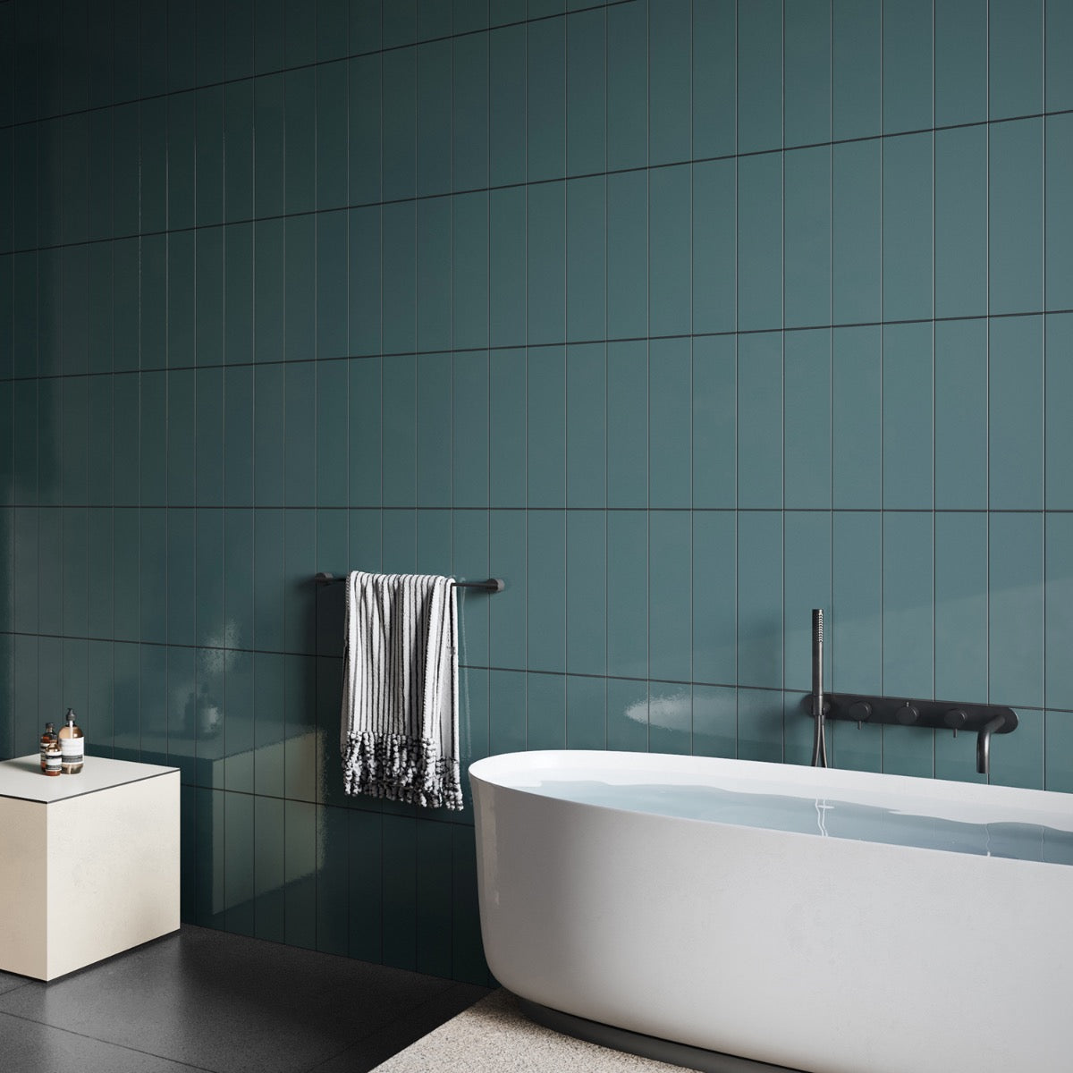 Colorplay Emerald Green 4.5x18 Crackled Glossy Ceramic Tile by Lux Tile