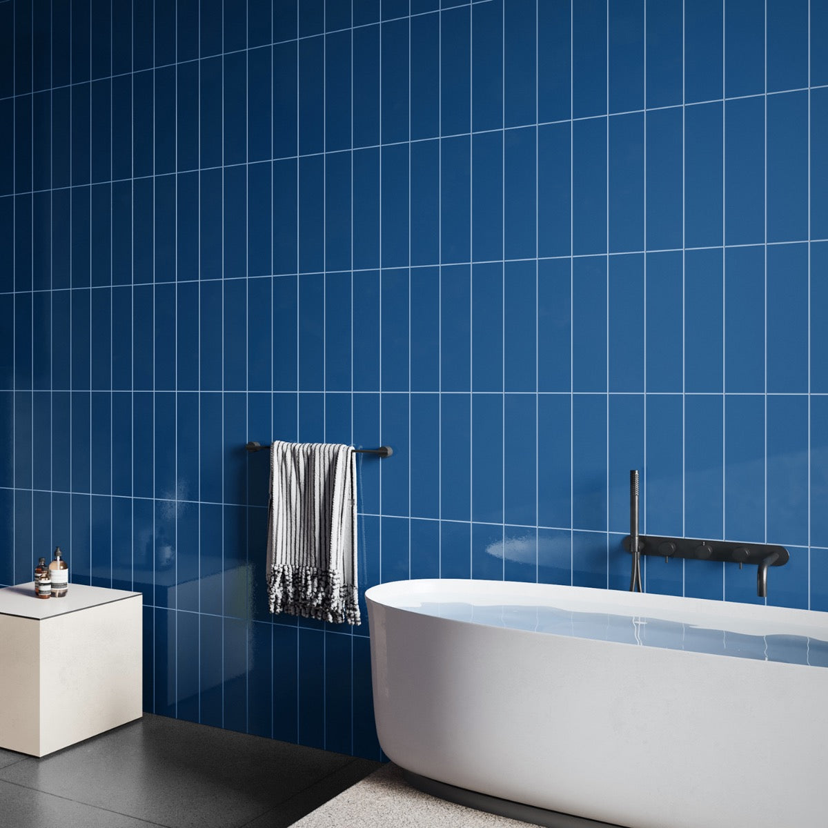 Colorplay Nautical Blue 4.5x18 Crackled Glossy Ceramic Tile by Lux Tile