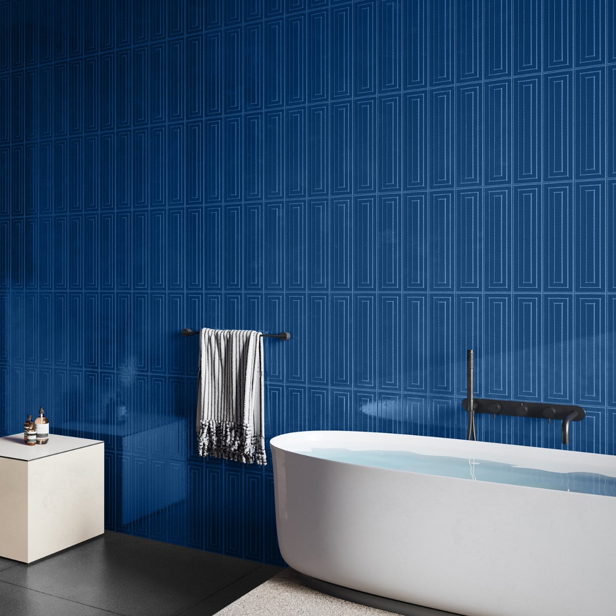 Colorplay Frame Nautical Blue 4.5x18 3D Crackled Glossy Ceramic Tile