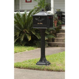 Pedestal All-in-One, Large, Aluminum, Locking, Mailbox & Post Combo, Black - Super Arbor
