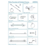 Arora 20 in. W Frosted Glass Shelf with Rail in White Porcelain and Polished Chrome - Super Arbor